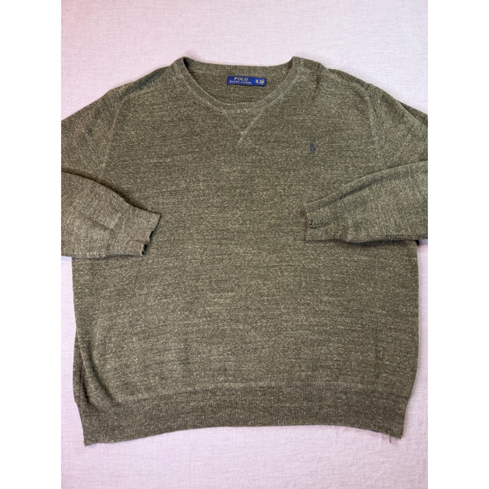 Polo‎ Ralph Lauren Sweater Mens XL Olive Green Excellent Crewneck Pullover Pony